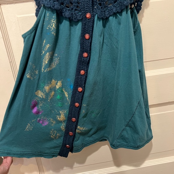 Free People Decorative Blue Green Vest Top - Picture 5 of 12